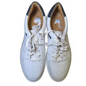 Magnanni White and Navy Leather Men's Sneakers, size 10